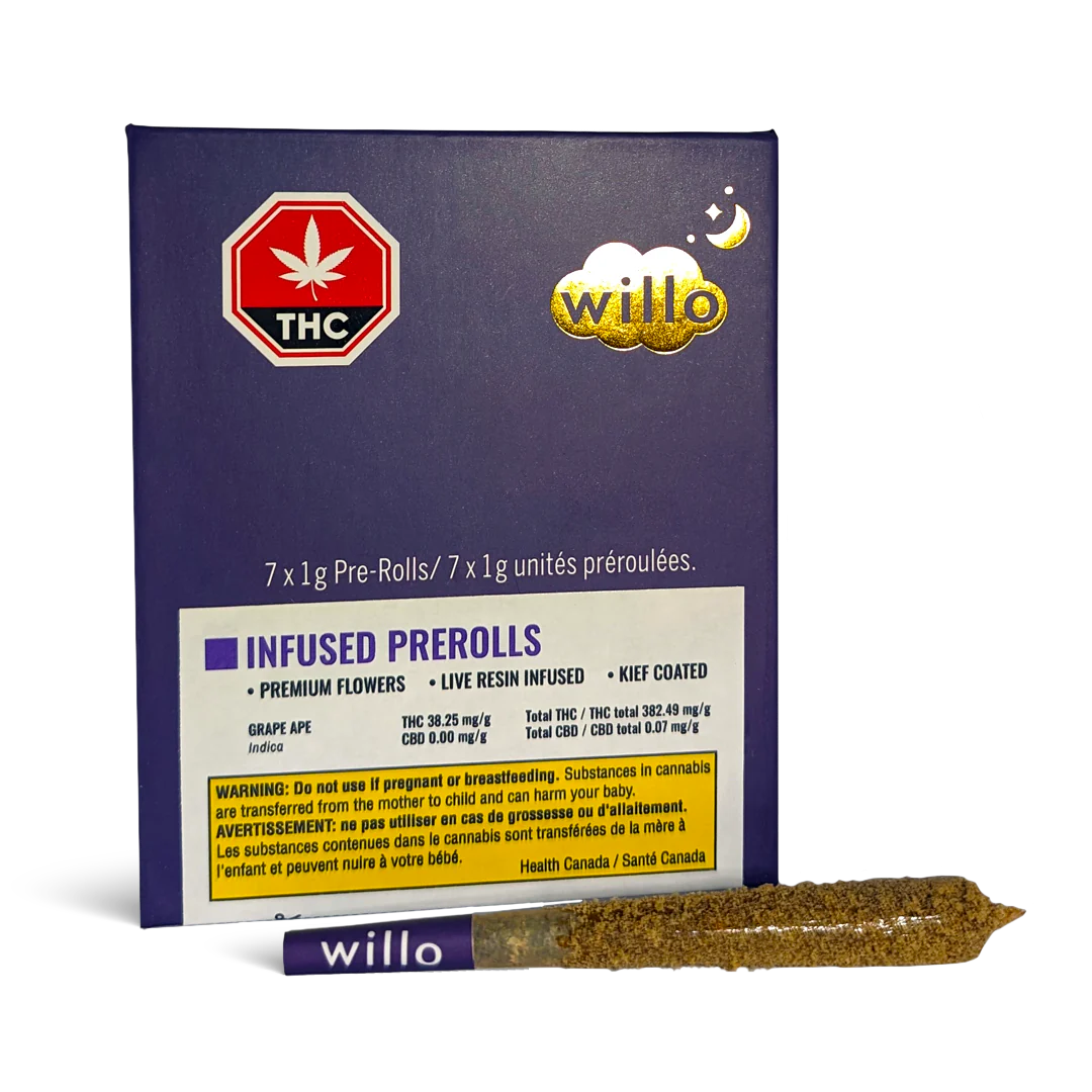 willo-infused-preroll-night_1200x.webp Willo Infused Pre-Rolls - Indica (Night) - 7 Packs – Image 1